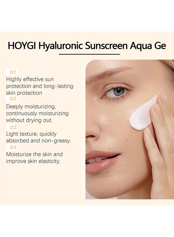 Hoygi 1% Hyaluronic Sunscreen Aqua Gel, SPF 50+ PA+++ Sunscreen Cream, for Broad Spectrum & Blue Light Protection, Hydrating Sunscreen for Face, Highly Effective Sunprotection Gel Cream, 50ml - Image 2