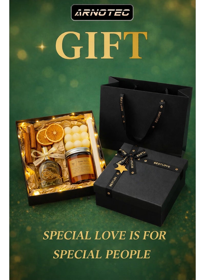 ARNOTEC Luxury Scented Candle Gift Set with Reed Diffuser – 3 Fragrance Experience, Bubble Candle, Jar Candle, Flameless Diffuser, Gift Box & Bag for Christmas, Wedding, Valentine’s Day & Home Decor - Image 1