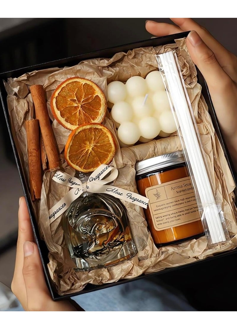 ARNOTEC Luxury Candle Gift Set - English Pear & Freesia Scented Candles and Reed Diffuser, Natural Aromatherapy Set with Bubble Candle, Jar Candle, Dried Botanicals – Perfect for Birthday, Housewarming, Father's Day, Christmas  - Image 2