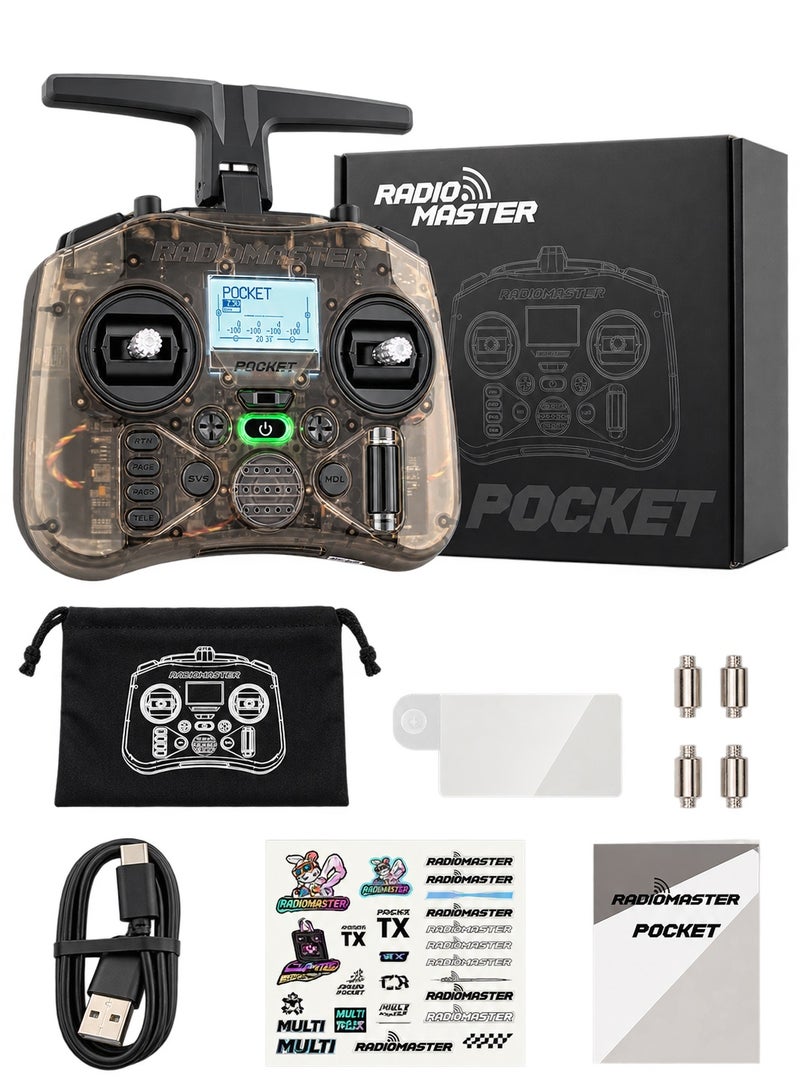 RadioMaster Pocket Portable Remote Controller Hall Gimbal EdgeTX Built in LED Light Mode 2 (Charcoal, CC2500) - Image 1