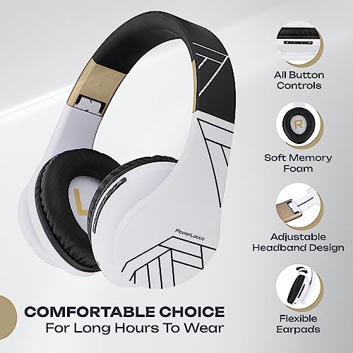 PowerLocus Bluetooth OverEar Headphones Wireless Stereo Foldable Headphones Wireless and Wired Headsets with Builtin Mic Micro SDTF FM for iPhoneSamsungiPadPC BlackWhite - Image 3