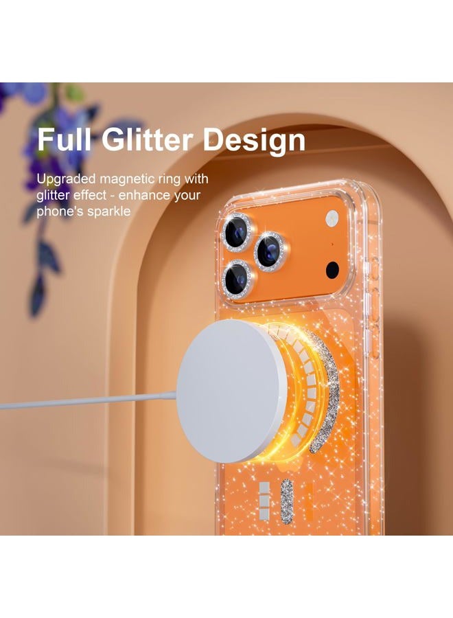 Choiche Magnetic for Phone 17 Pro Max Case Women Phone Case, Glitter Clear | Cute Bling Sparkly, Military Grade Drop Protection, with Diamond Camera Lens Covers, 6.9-inch - Image 5