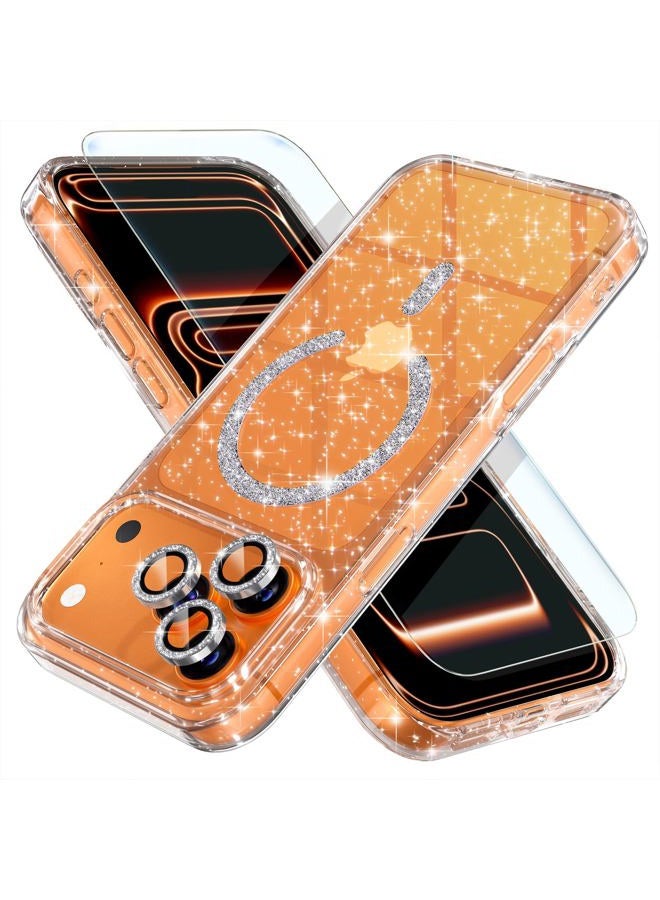 Choiche Magnetic for Phone 17 Pro Max Case Women Phone Case, Glitter Clear | Cute Bling Sparkly, Military Grade Drop Protection, with Diamond Camera Lens Covers, 6.9-inch - Image 1