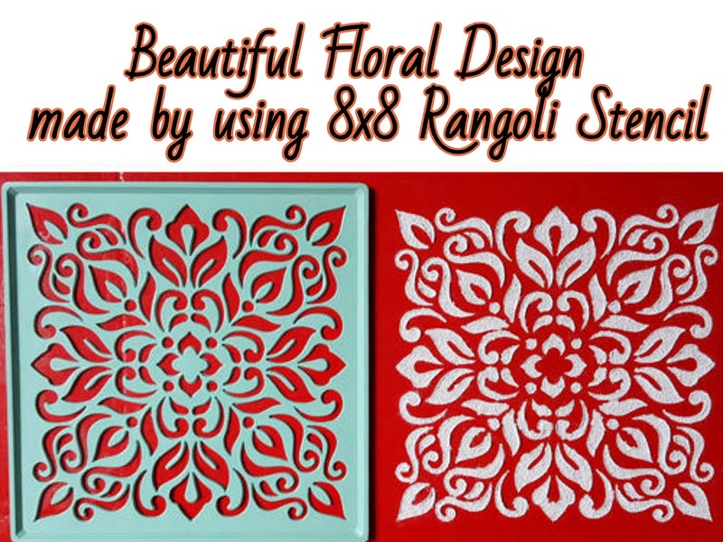 Artonezt Rangoli Making Tool for Navratri Pongal Pooja Mandir Diwali Floor Decoration Art &Craft Decor (Size 4x4 inches) + (Size 8x8inches) - Set of 22 DIY Rangoli Stencils - Image 3