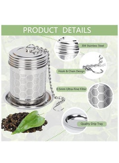 DAILYCHIC Dailychic 2PCS Premium Stainless Steel Tea Strainers for Loose Tea,Tea Mesh Strainer with Lid and Drip Tray,Loose Leaf Tea Infuser with Chain Hook, Coffee Strainer to Brewing Steeping Loose Leaf  - Image 2