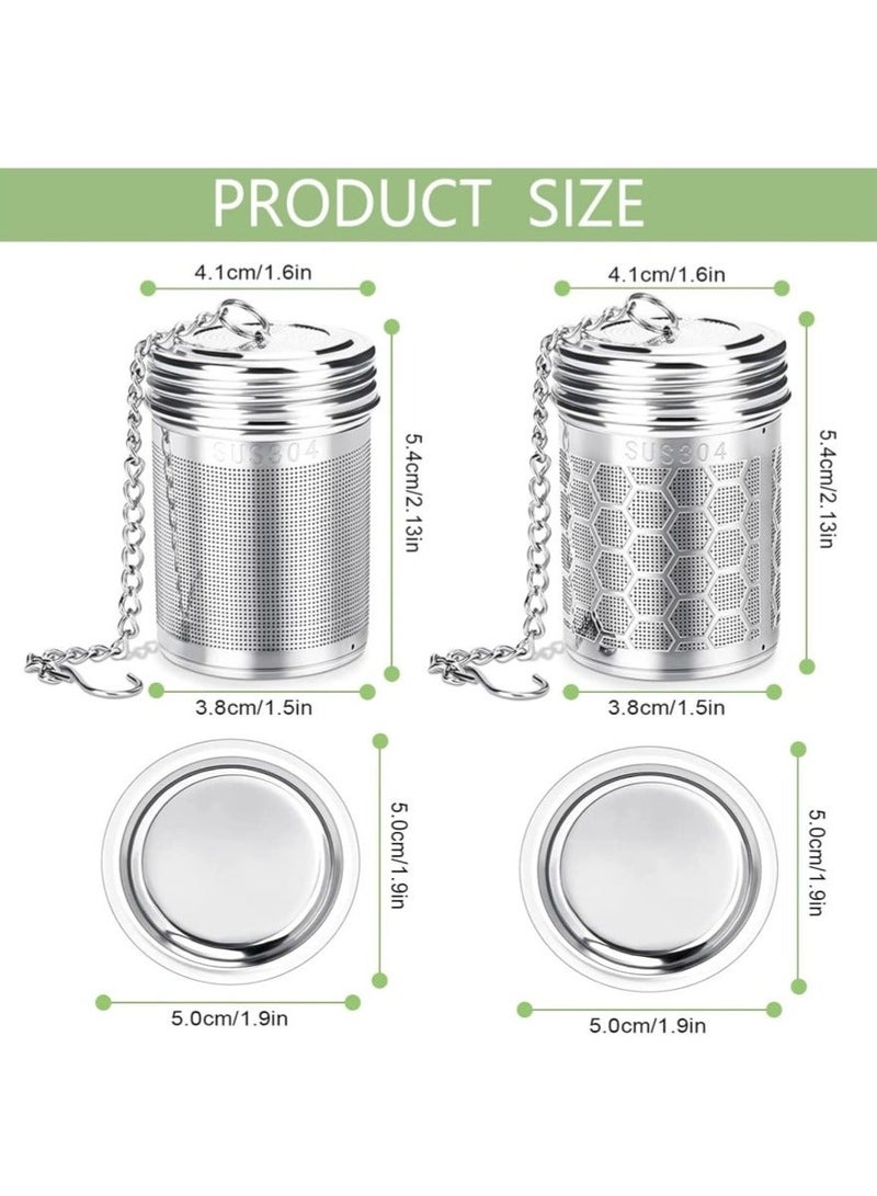 Dailychic 2PCS Premium Stainless Steel Tea Strainers for Loose Tea,Tea Mesh Strainer with Lid and Drip Tray,Loose Leaf Tea Infuser with Chain Hook, Coffee Strainer to Brewing Steeping Loose Leaf - Image 2