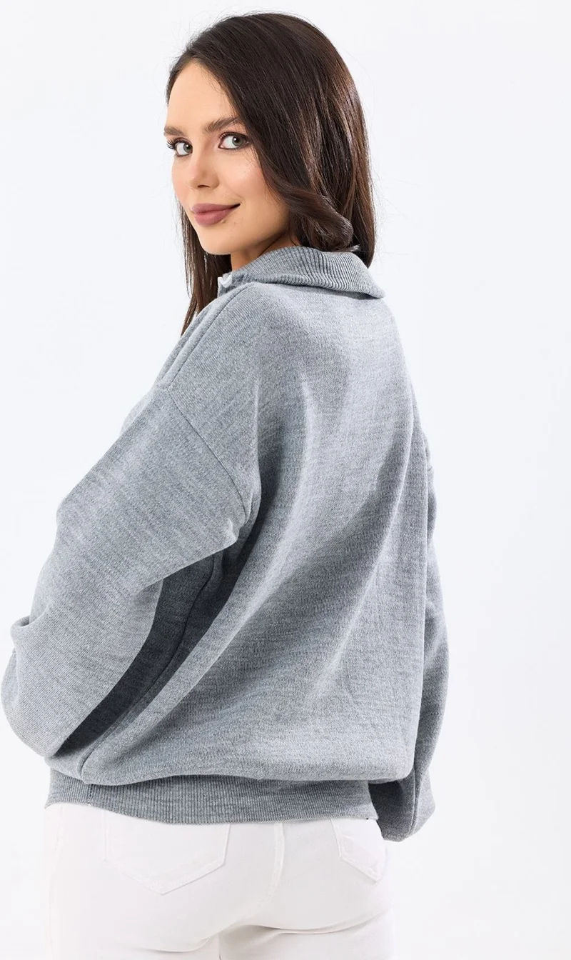 Cloudy Kids Zippered Turtleneck Oversize Knitwear Sweater