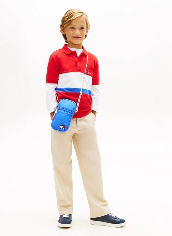 Tommy Hilfiger Rapid Red Colourblock Regular Fit Colour-Blocked Pique Polo Shirt for Men | Best Price UAE