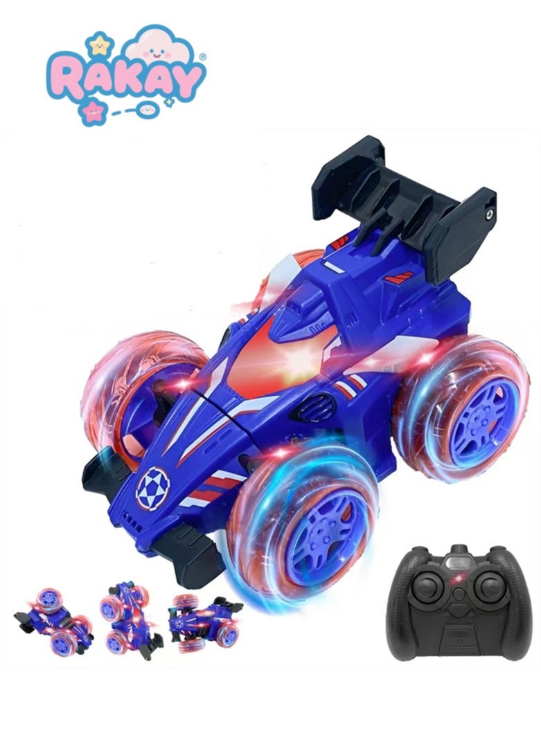 RAKAY Rc Stunt Car With Led Lights, 360° Flip Capability, Great For All Terrains, Blue, A Delightful Gift For Kids. - Image 1