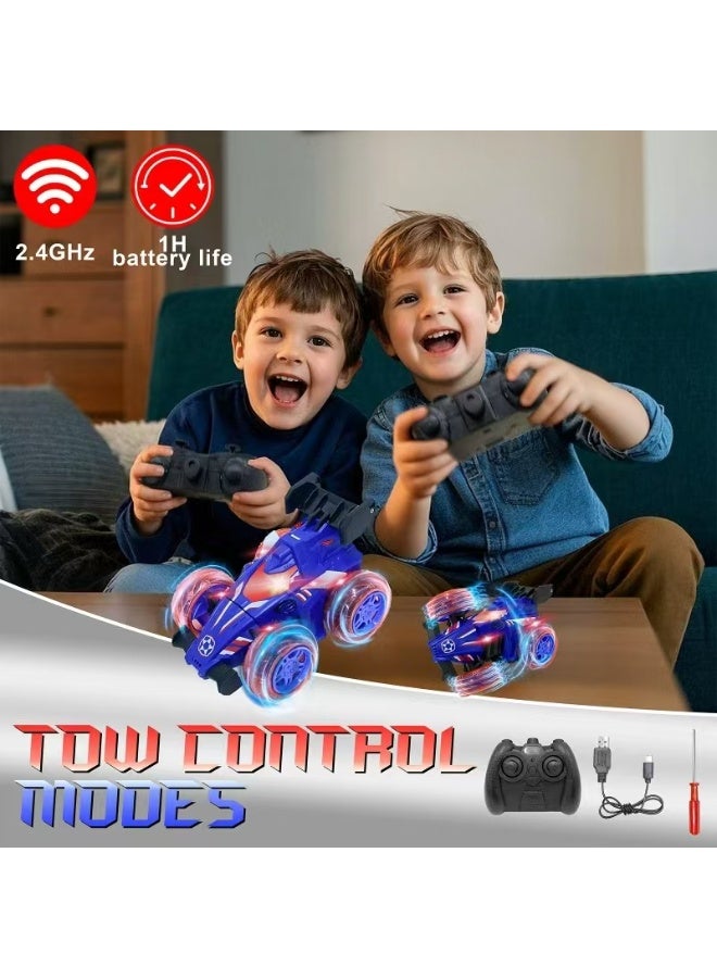 RAKAY Rc Stunt Car With Led Lights, 360° Flip Capability, Great For All Terrains, Blue, A Delightful Gift For Kids. - Image 5