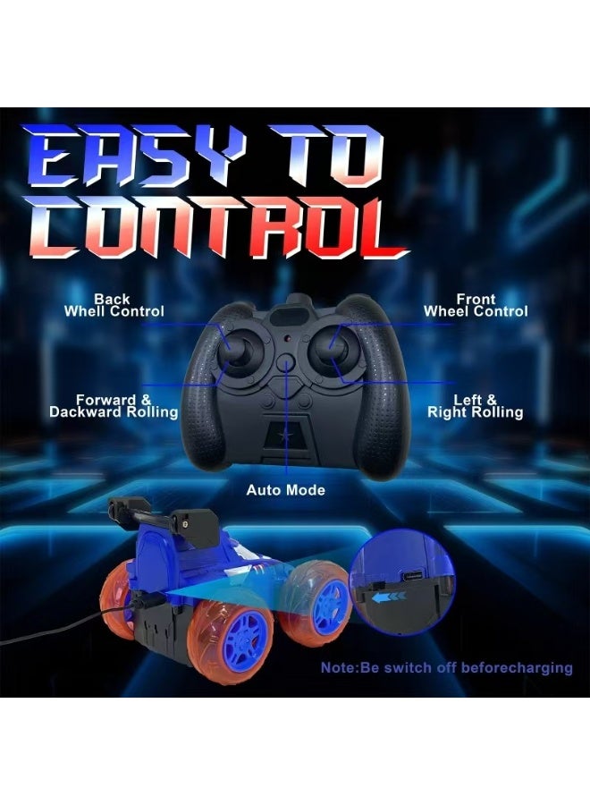 RAKAY Rc Stunt Car With Led Lights, 360° Flip Capability, Great For All Terrains, Blue, A Delightful Gift For Kids. - Image 4