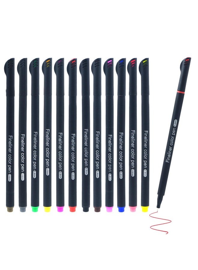 WISHKEY Stylish Fine Pointed Marker Pens, 0.4mm Fine Liner Color Set for Girls & Boys, Smooth Writing Non-Toxic & Acid-Free Multicolor Ink, Drawing Pen for School Office Supplies, 8+Years (Set of 12) - Image 1