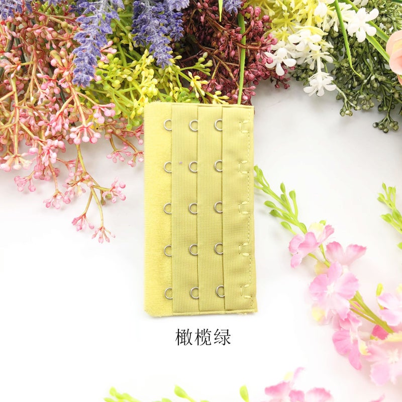 Generic Underwear extension buckle three rows of five buttons/5 rows of 9.5cm bra extension back buckle buckle many colors without packaging Olive Green (yellow) 