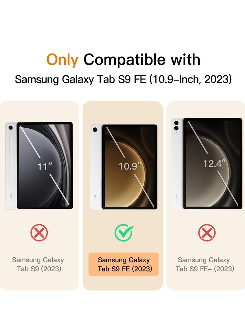 جي تيك حافظة لهاتف سامسونج جالاكسي تاب S9 Fe مقاس 10.9 بوصة مع حامل قلم S ناعم من البولي يوريثان الحراري وحامل ثلاثي الطي غطاء حماية للكمبيوتر اللوحي يدعم قلم S للشحن التلقائي والنوم باللون البيج - Image 3