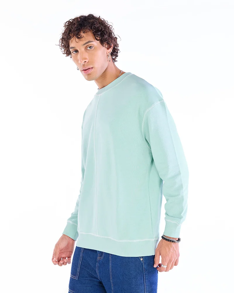 bewakoof Men's Green Oversized Sweatshirt