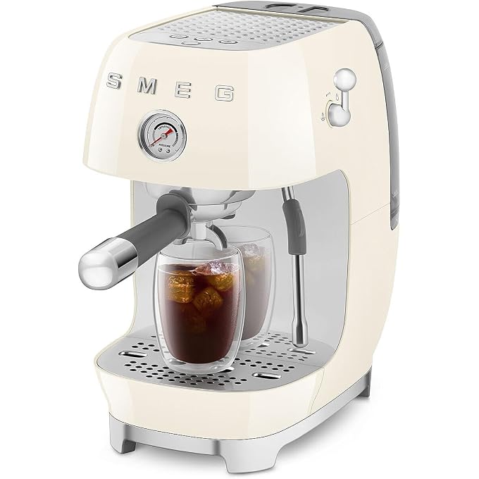 smeg ECF03 Made in Italy Retro Espresso Machine with Cold Brew, 15 Bar Pump, Thermoblock Heating, Steam Wand, Adjustable Temperature, 47 oz Water Tank (Cream) - Image 2