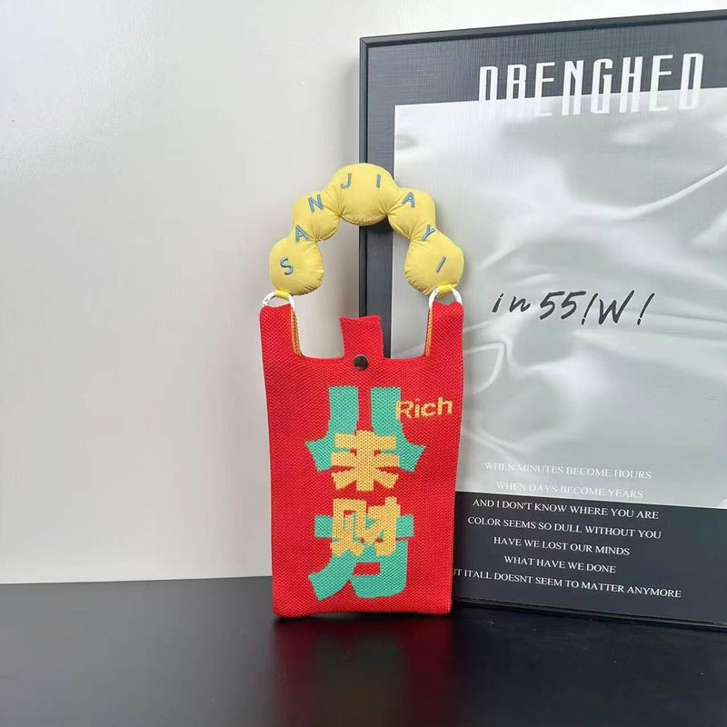 High-End Ins New Mobile Phone Bag Cute Cartoon Knitted Bag Niche Design Trendyy Shoulder Crossbody Shoulder Bag - Image 1