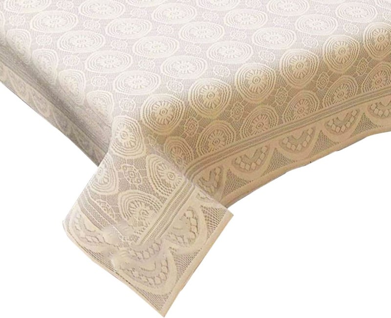 HOMECROWN Cotton Blend 6 Seater Dining Table Cover Net Fabric Rectangular Table Cloth Cover for 68 Seater Table Cream Color 60X90 Inches Pack of 1 - Image 3