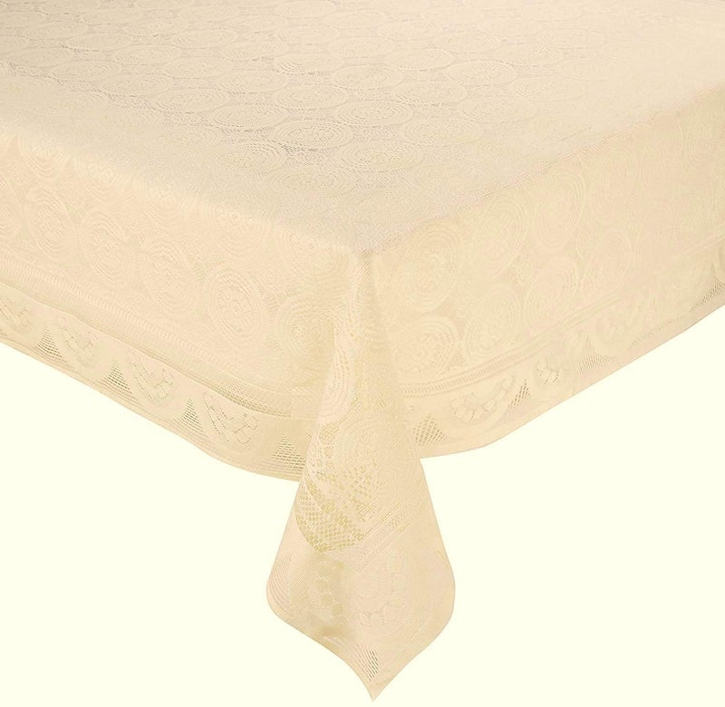 HOMECROWN Cotton Blend 6 Seater Dining Table Cover Net Fabric Rectangular Table Cloth Cover for 68 Seater Table Cream Color 60X90 Inches Pack of 1 - Image 4