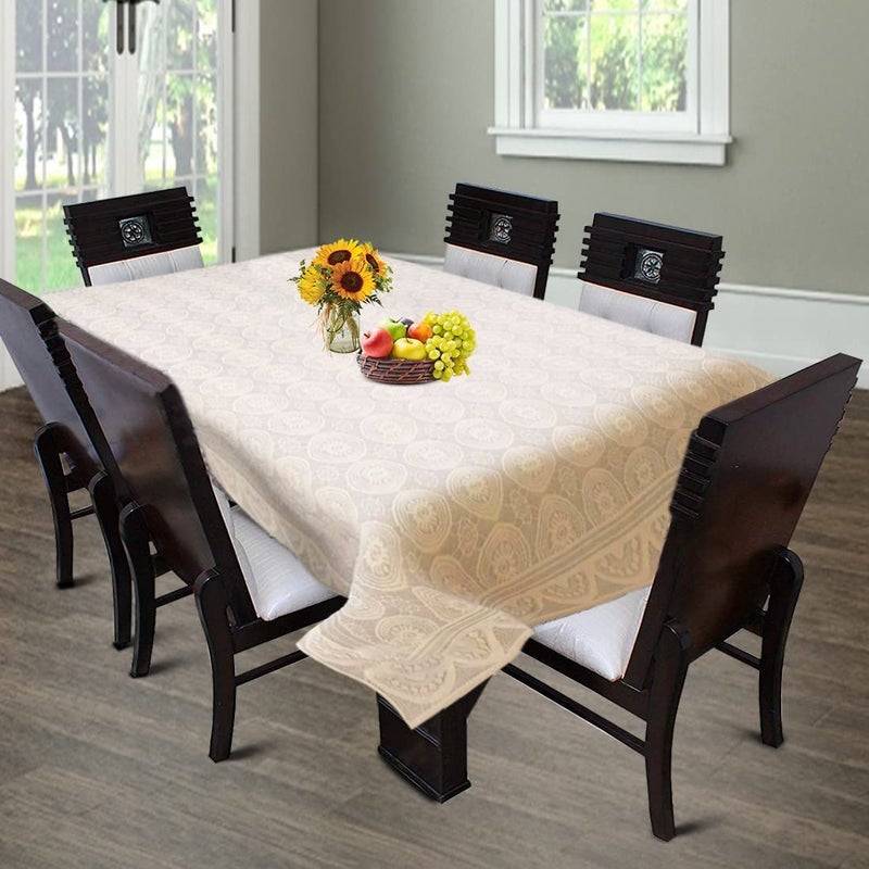 HOMECROWN Cotton Blend 6 Seater Dining Table Cover Net Fabric Rectangular Table Cloth Cover for 68 Seater Table Cream Color 60X90 Inches Pack of 1 - Image 2