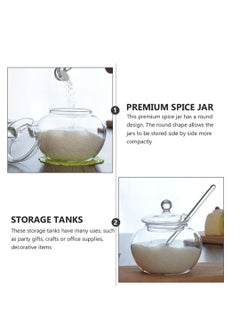 Y&D Honey Jar with Dipper and Lid, Glass Pot Jam Jars Container Dispenser Tea Sugar Seasoning Storage Bowl for Home Wedding Favors Clear Empty Spice Kitchen Countertop 2PCS  - Image 5