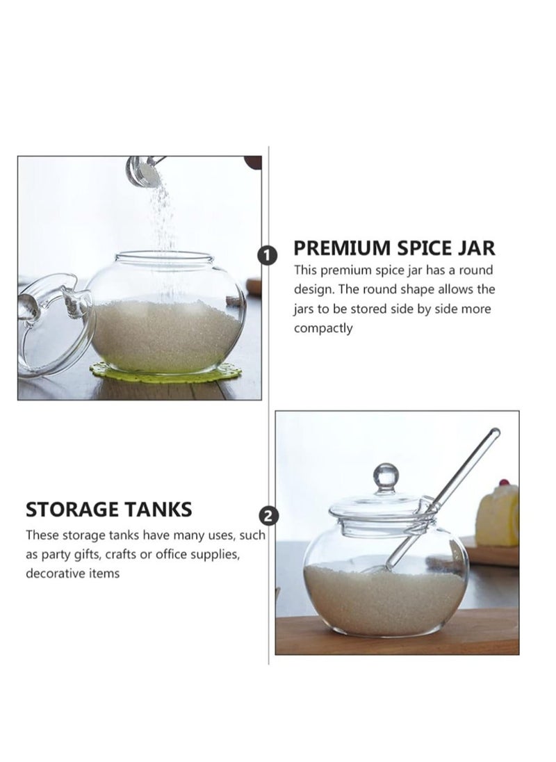 Y&D Honey Jar with Dipper and Lid, Glass Pot Jam Jars Container Dispenser Tea Sugar Seasoning Storage Bowl for Home Wedding Favors Clear Empty Spice Kitchen Countertop 2PCS  - Image 5