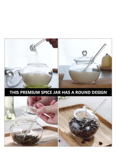 Y&D Honey Jar with Dipper and Lid, Glass Pot Jam Jars Container Dispenser Tea Sugar Seasoning Storage Bowl for Home Wedding Favors Clear Empty Spice Kitchen Countertop 2PCS  - Image 3