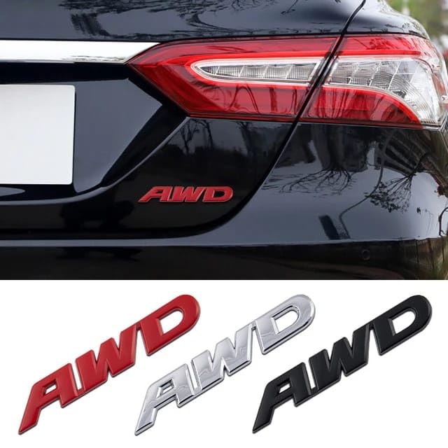 AutoBizarre 3D Raised Red AWD Metal Monogram Emblem Badge Sticker for All Cars & Bikes (Red) - Image 2
