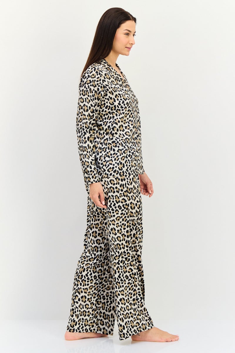 Marilyn Monroe Women 2Pcs Leopard Pattern Pajama Top And Bottom, Multicolor - Image 3