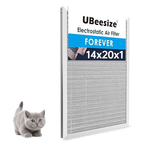 UBeesize 14x20x1 Reusable Electrostatic Air Filter HVAC AC Furnace FilterMERV 8 Washable Lasts a LifetimePermanent Air FilterBreathe FresherHome And OfficeActual Size135x195x082 Inch - Image 1