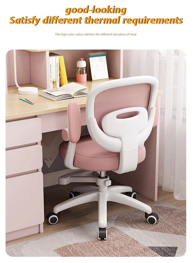 كرسي مكتب للأطفال، كرسي دراسة مريح مع ارتفاع قابل للتعديل، كرسي مكتب شبكي دوار بعجلات، كرسي مكتب منزلي للأطفال في غرفة النوم المنزلية باللون الرمادي - Image 3