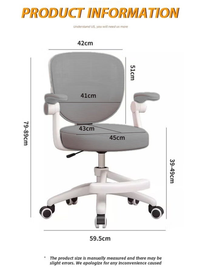 skisopet Kids Desk Chair,Ergonomic Study Chair With Adjustable Height,Swivel Mesh Desk Chair With Wheels,Home Office Chair For Children In Home Bedroom Grey - Image 2