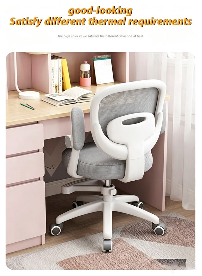skisopet Kids Desk Chair,Ergonomic Study Chair With Adjustable Height,Swivel Mesh Desk Chair With Wheels,Home Office Chair For Children In Home Bedroom Grey - Image 3