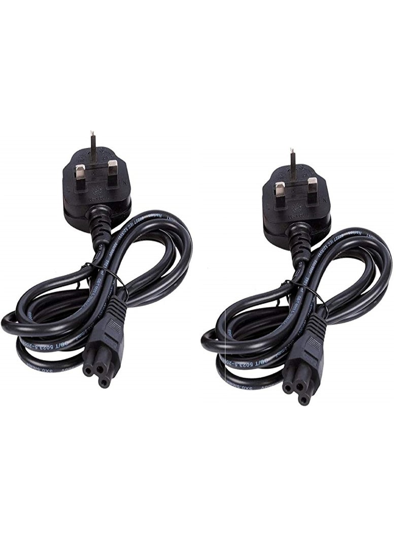 JSBazar 2 pcs Laptop Power Cable  UK Plug to C5 3 pin Laptop Power lead - Image 3