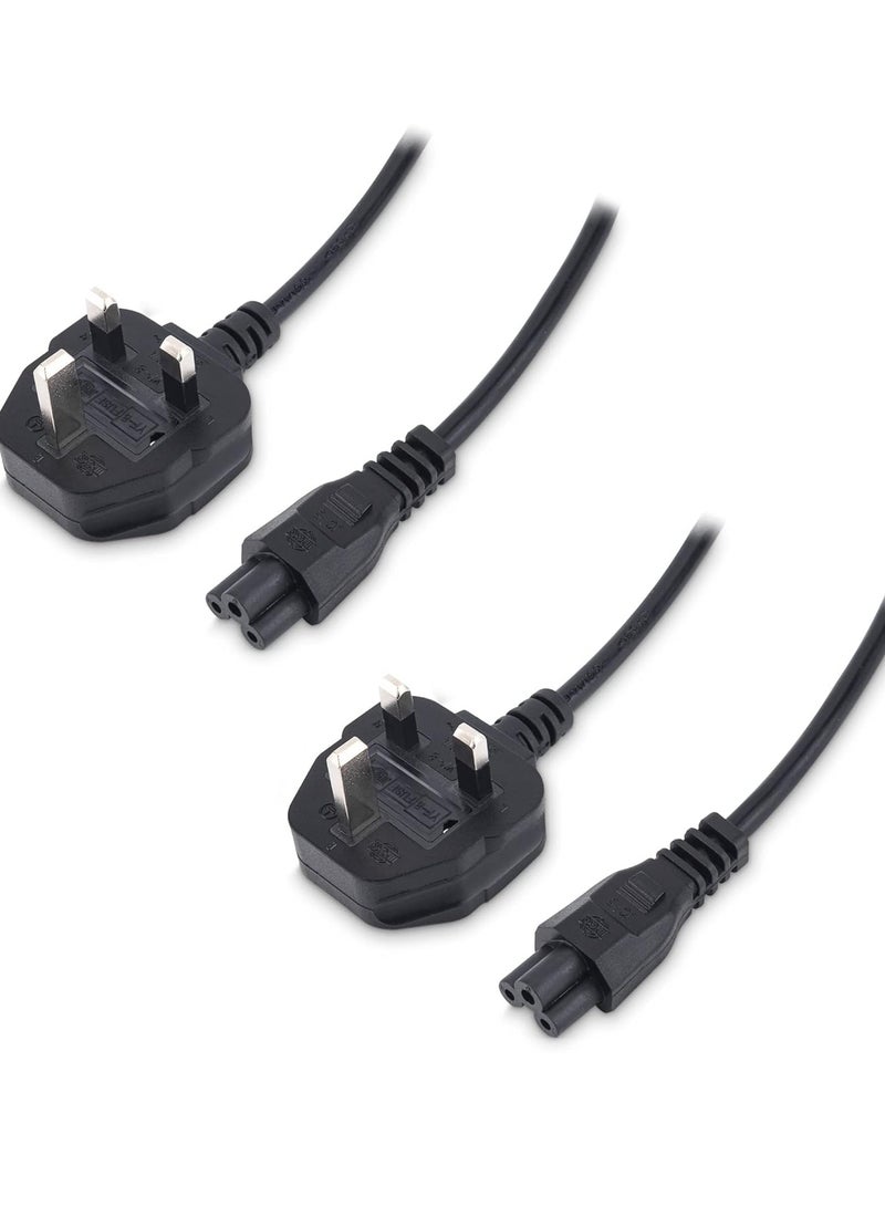 JSBazar 2 pcs Laptop Power Cable  UK Plug to C5 3 pin Laptop Power lead - Image 1