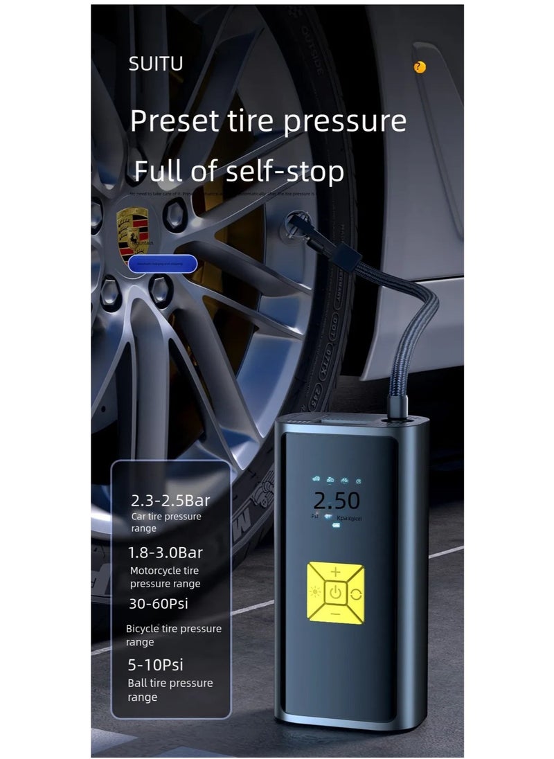Generic Portable Air Compressor – 6000mAh Rechargeable Pump with LCD Display for Fast Inflation of Car, Bicycle, and Motorcycle Tires  - Image 2