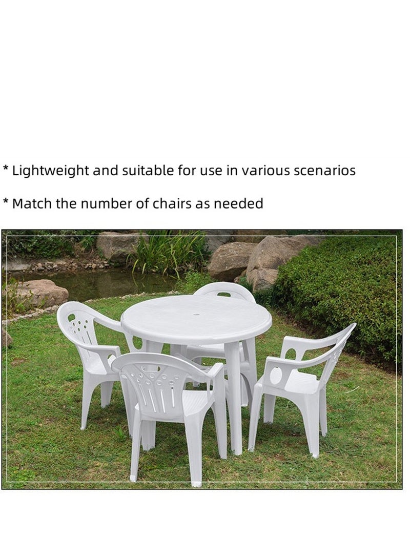 Generic Set of 5 Plastic Table Chairs, 1 Round Table and 4 Chairs, Stackable Modern Princess Armchair, Garden Plastic Table Camping Seat, Dining Furniture Picnic Table Weather Resistant, for Indoors Outdoors Dinner Barbecue Casual and Coffee (1 Round Table + 4 Chairs)  - Image 4