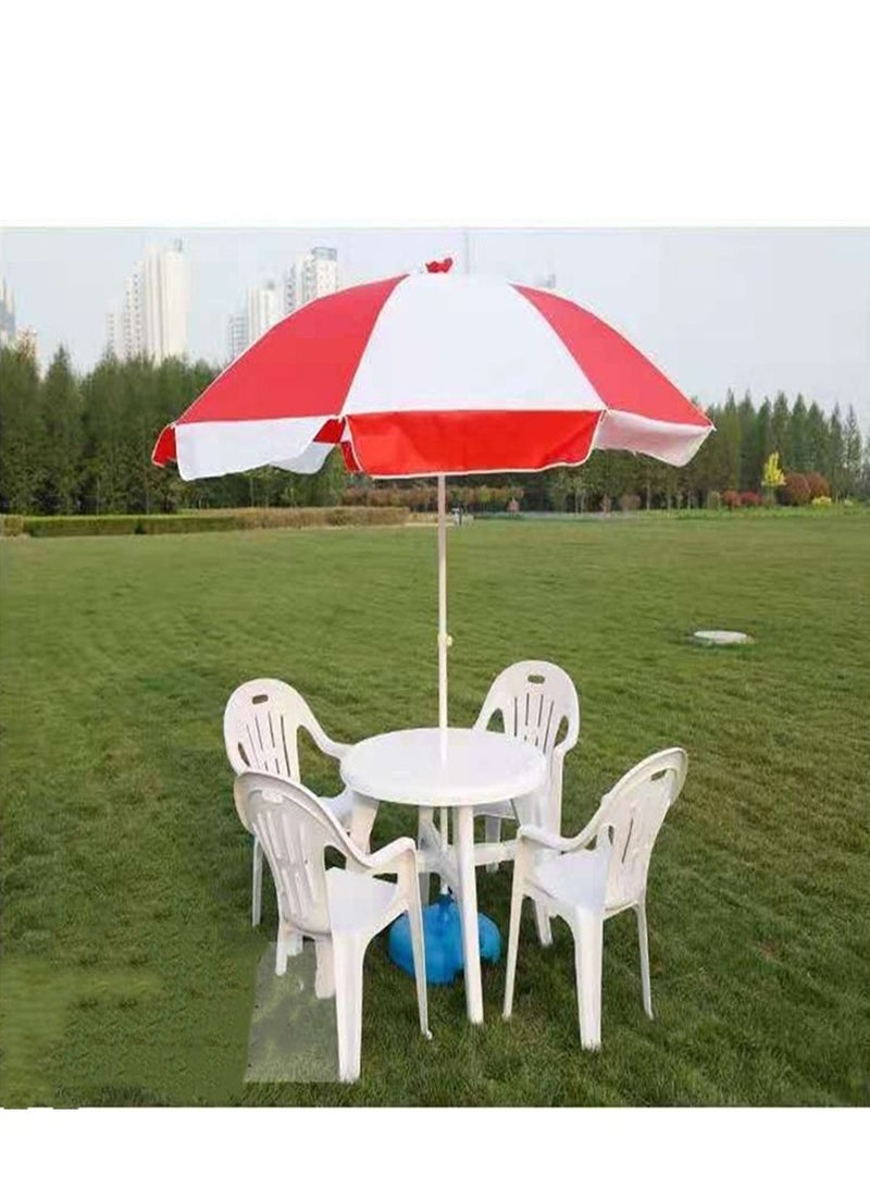 Generic Set of 5 Plastic Table Chairs, 1 Round Table and 4 Chairs, Stackable Modern Princess Armchair, Garden Plastic Table Camping Seat, Dining Furniture Picnic Table Weather Resistant, for Indoors Outdoors Dinner Barbecue Casual and Coffee (1 Round Table + 4 Chairs)  - Image 2