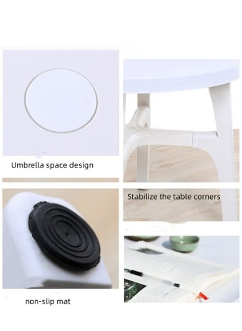 Generic Set of 5 Plastic Table Chairs, 1 Round Table and 4 Chairs, Stackable Modern Princess Armchair, Garden Plastic Table Camping Seat, Dining Furniture Picnic Table Weather Resistant, for Indoors Outdoors Dinner Barbecue Casual and Coffee (1 Round Table + 4 Chairs)  - Image 5