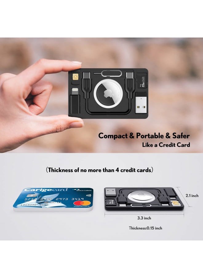 Pzoz PZOZ Airtag Wallet Holder with USB C to Lightning Charging Cable SIM Adapter Storage Case, Charger Cord Type C USB A 3.1 OTG Converter Kit Card Gadgets Air Tag Men Women, Fit for Apple iPhone  - Image 3