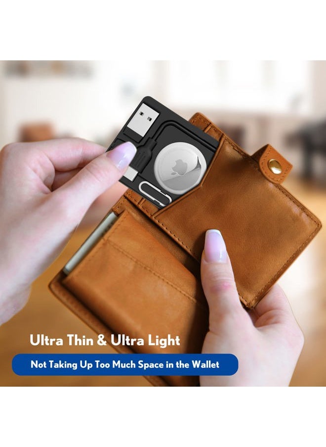 Pzoz PZOZ Airtag Wallet Holder with USB C to Lightning Charging Cable SIM Adapter Storage Case, Charger Cord Type C USB A 3.1 OTG Converter Kit Card Gadgets Air Tag Men Women, Fit for Apple iPhone  - Image 2