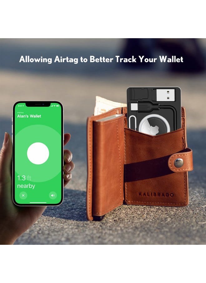 Pzoz PZOZ Airtag Wallet Holder with USB C to Lightning Charging Cable SIM Adapter Storage Case, Charger Cord Type C USB A 3.1 OTG Converter Kit Card Gadgets Air Tag Men Women, Fit for Apple iPhone  - Image 4