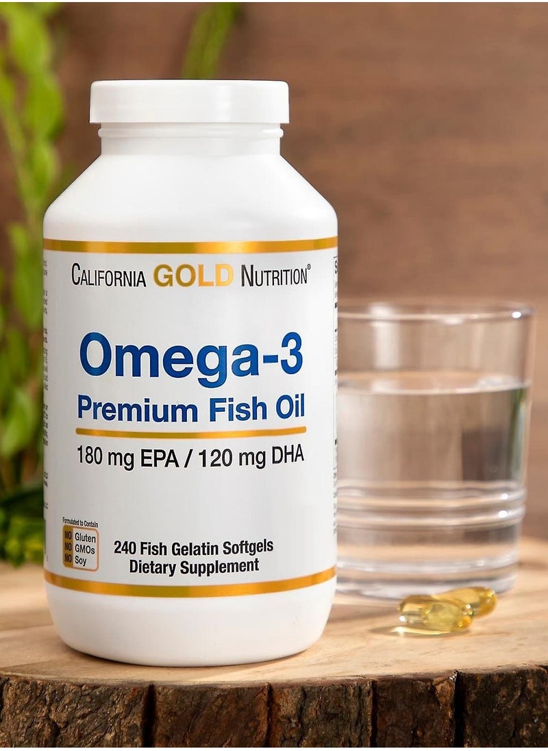 California Gold Nutrition - California Gold Nutrition Omega-3 Premium Fish Oil 240 Fish Gelatin Softgels - Image 1