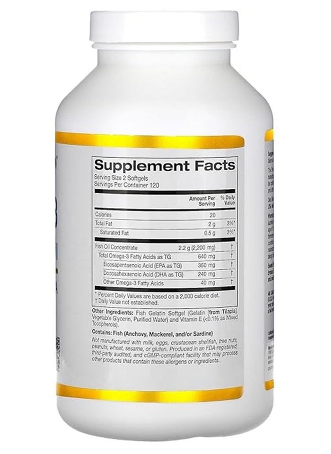 California Gold Nutrition - California Gold Nutrition Omega-3 Premium Fish Oil 240 Fish Gelatin Softgels - Image 1