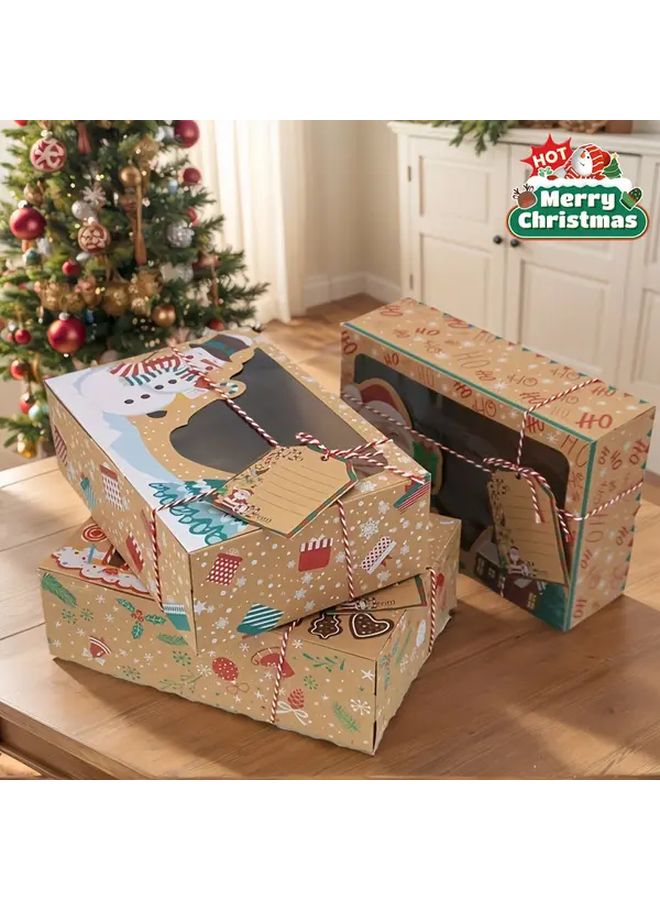 12 Piece Christmas Gift Boxes With Transparent Window Kraft Paper Packaging - Image 1