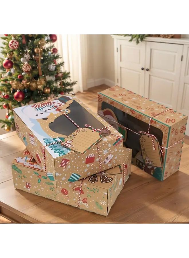 12 Piece Christmas Gift Boxes With Transparent Window Kraft Paper Packaging - Image 5