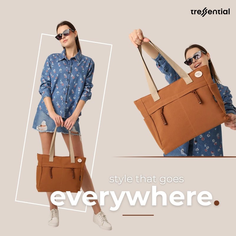Tressential UrbanHandy Canvas Tote Bag, HandBag for Women, Multi-Pocket Design, Casual Style for Office & College - Image 5