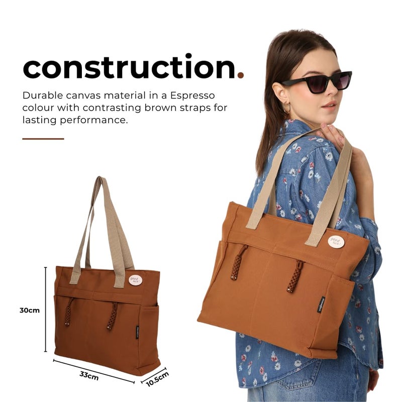 Tressential UrbanHandy Canvas Tote Bag, HandBag for Women, Multi-Pocket Design, Casual Style for Office & College - Image 2