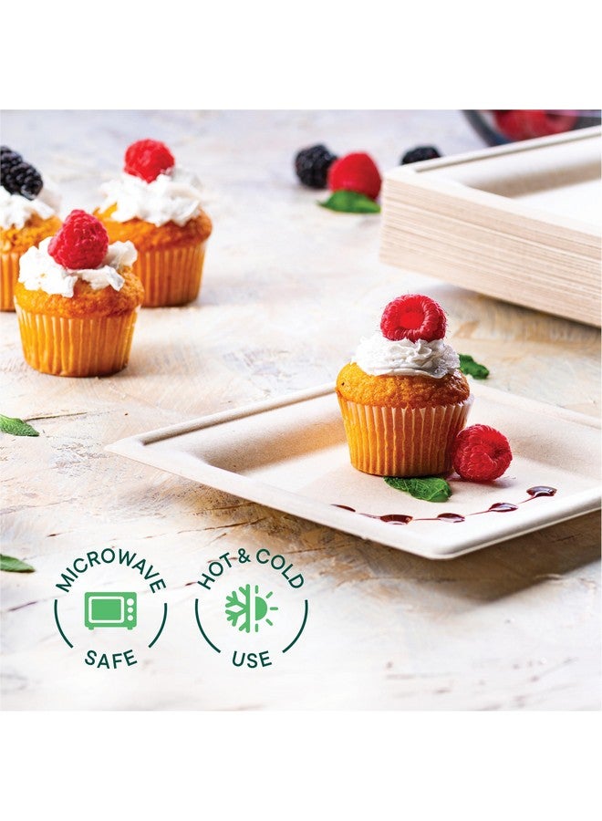 Stack Man 100% Compostable Square Paper Plates [6x6 inch - 50-Pack] Elegant Disposable Plates Heavy-Duty Quality, Natural Bagasse Unbleached, Eco-Friendly Made of Sugar Cane Fibers, 6" Biodegradable Plate - Image 4