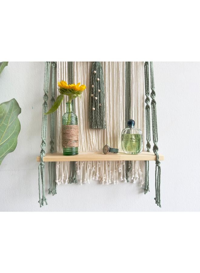 انتيكيانو رف معلق على الحائط بخيوط مكرمية.. ديكور حائط بوهيمي لغرفة النوم - فن جداري من حبل مكرمية منسوج كديكور لرف - Image 3